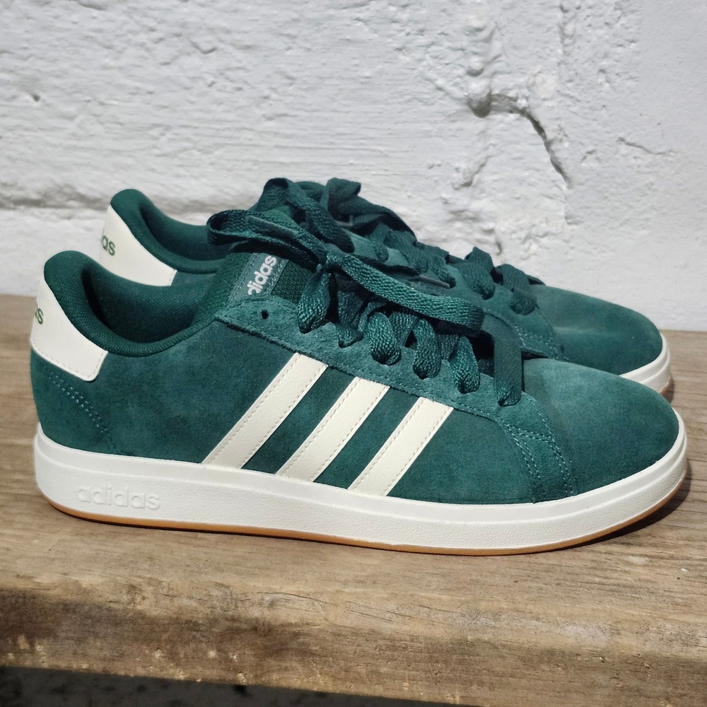 Adidas Grand Court Base 2.0 Dark Green Suede Gum Sole Sneakers JP5893 Mens 7